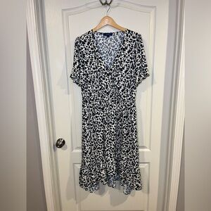 RACHEL Rachel Roy Black and White Wrap Dress with Flutter Sleeves